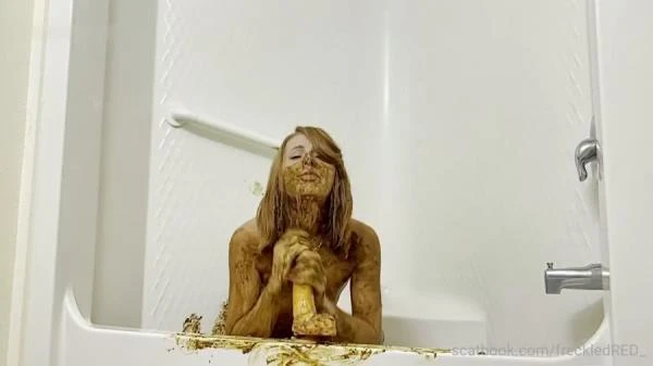 FreckledRED - Bathing In Shit - Dildo, Anal, Solo [HD 720p] 118 MB